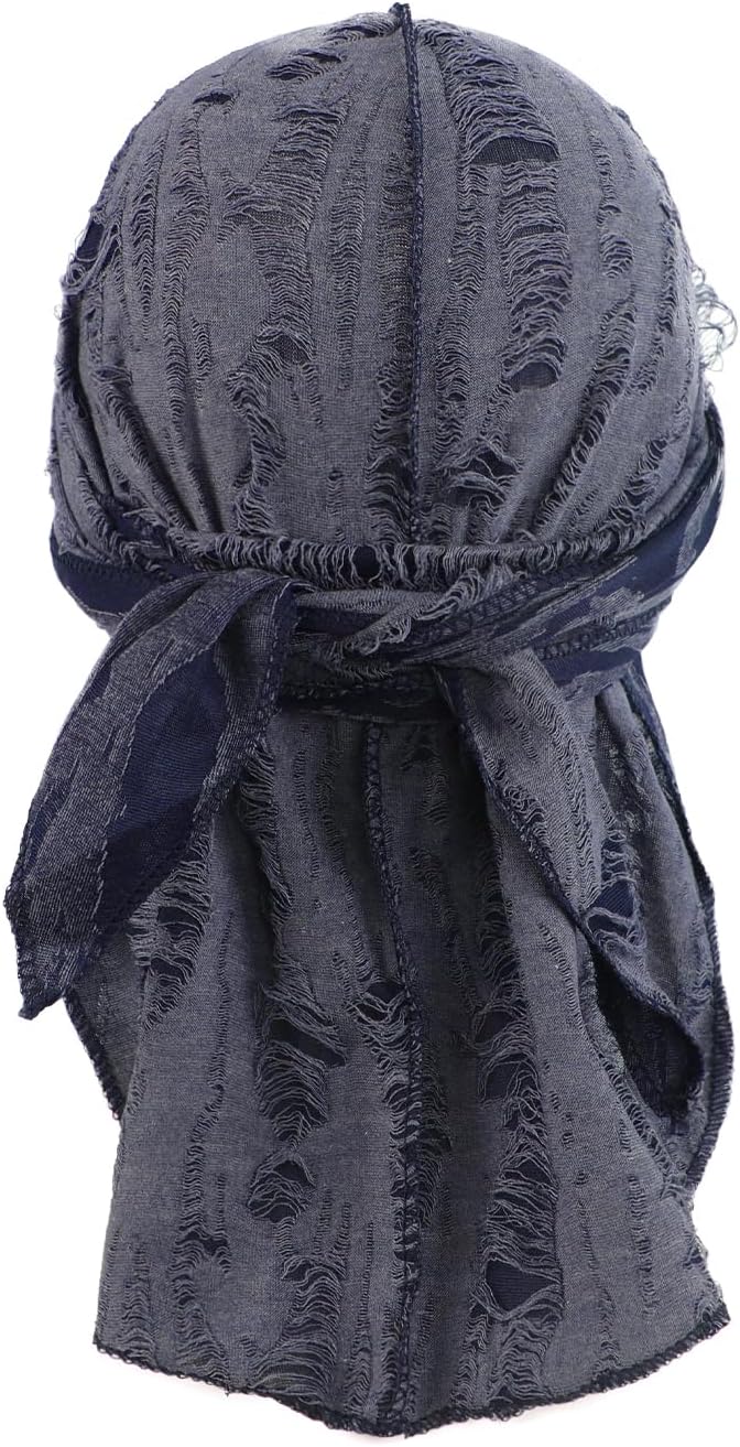 NICEYST Broken Hip Hop Do Rag Skull Cap Bandana Hat Du Rags Pirate Wave Durag Cooling Motorcycle Cycling Cap for Men Women - Image 2